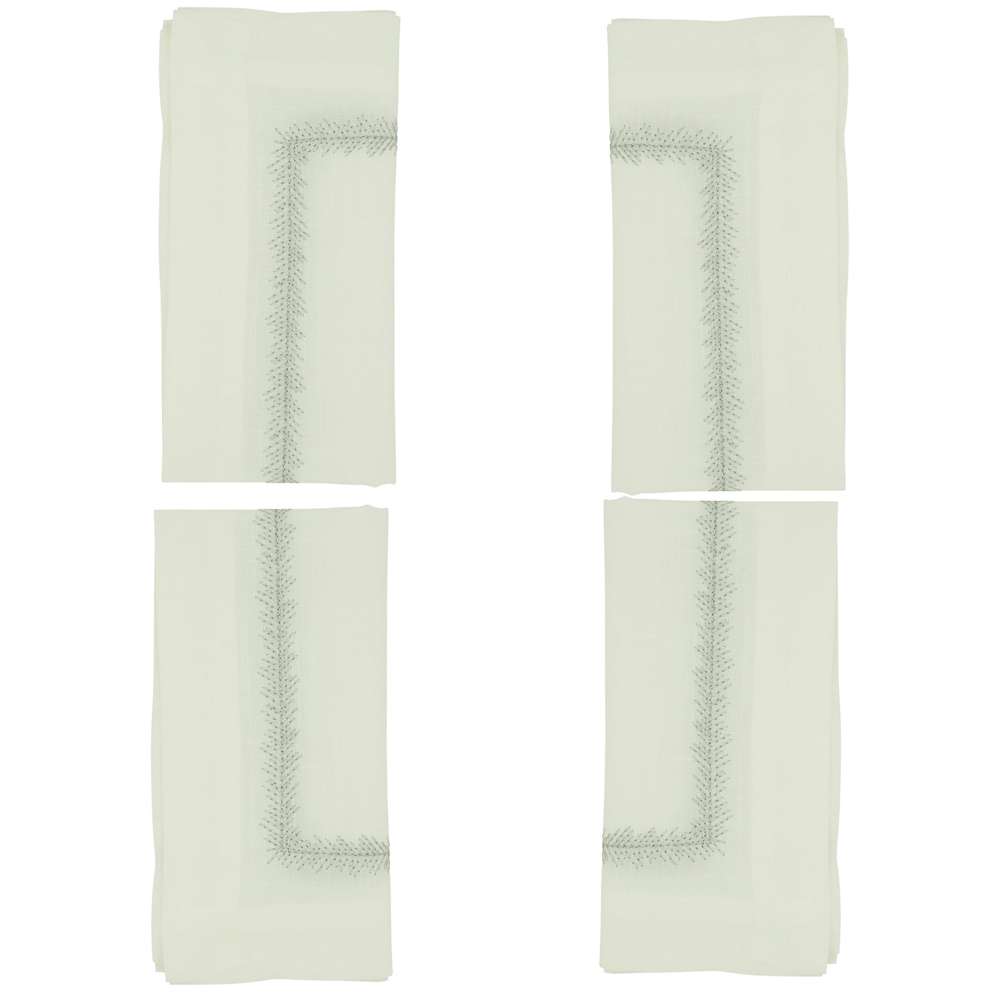 Silver Embroidered Border Napkins 100% polyester, 20 Inch Square (4 pcs.)