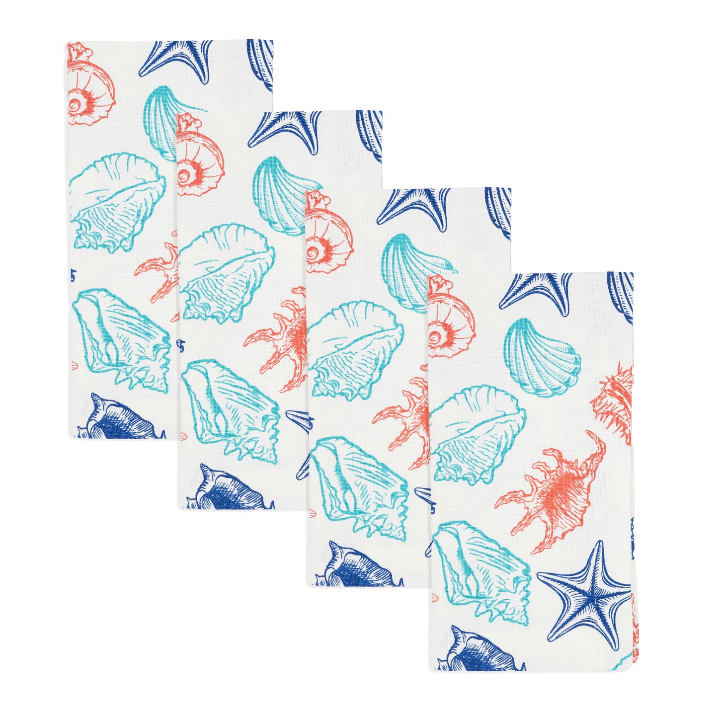 Multi Sea Shells Napkins 100% cotton, 20 Inch Square (4 pcs.)