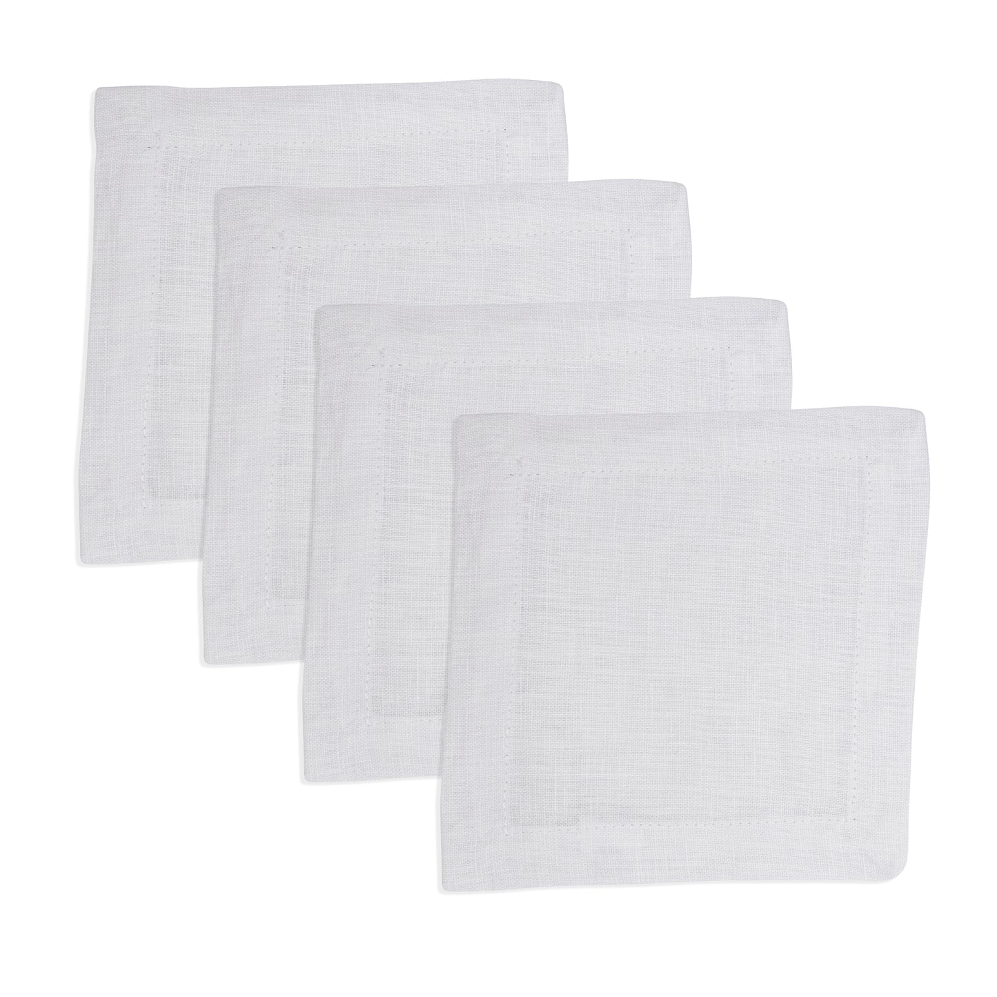 White Plain Linen Cocktail Napkins 100% linen, 6 Inch Square (4 pcs.)