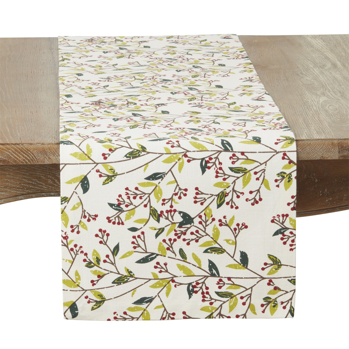 Christmas Multi Red Berry Table Runner, 100% cotton