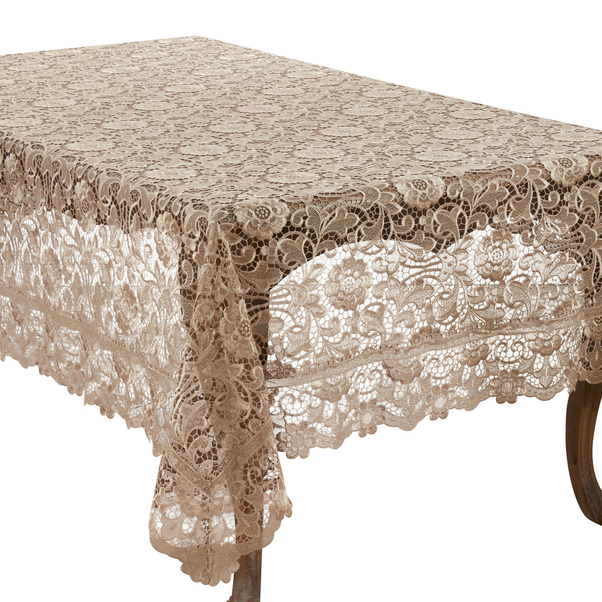 Ecru Beige All Over Venice Lace Tablecloth 100% polyester