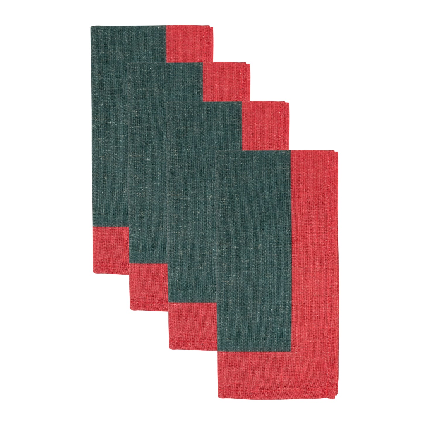 Green Color Band Border Napkins 85% polyester - 15% linen, 20 Inch Square (4 pcs.)