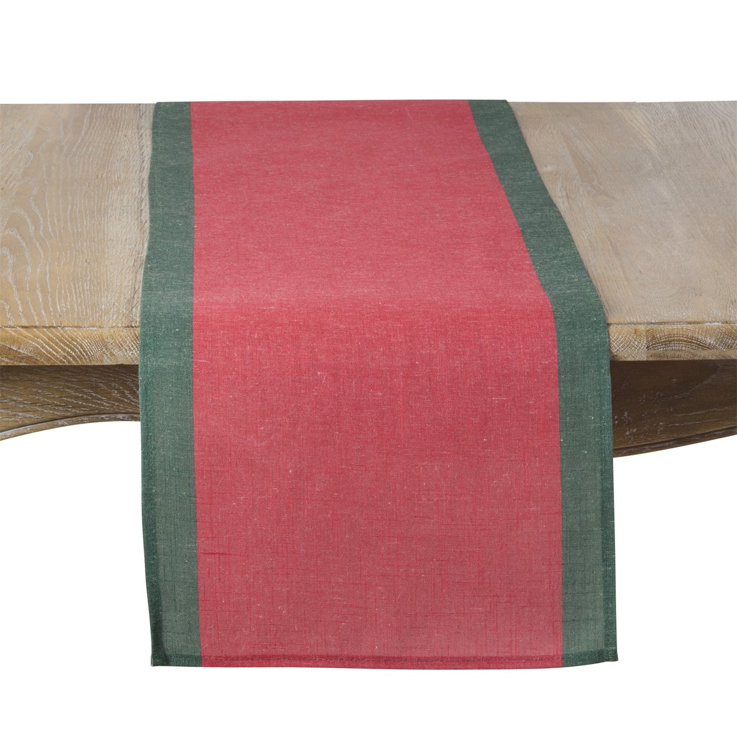Everyday / All Season Red Color Band Border Table Runner, 85% polyester - 15% linen