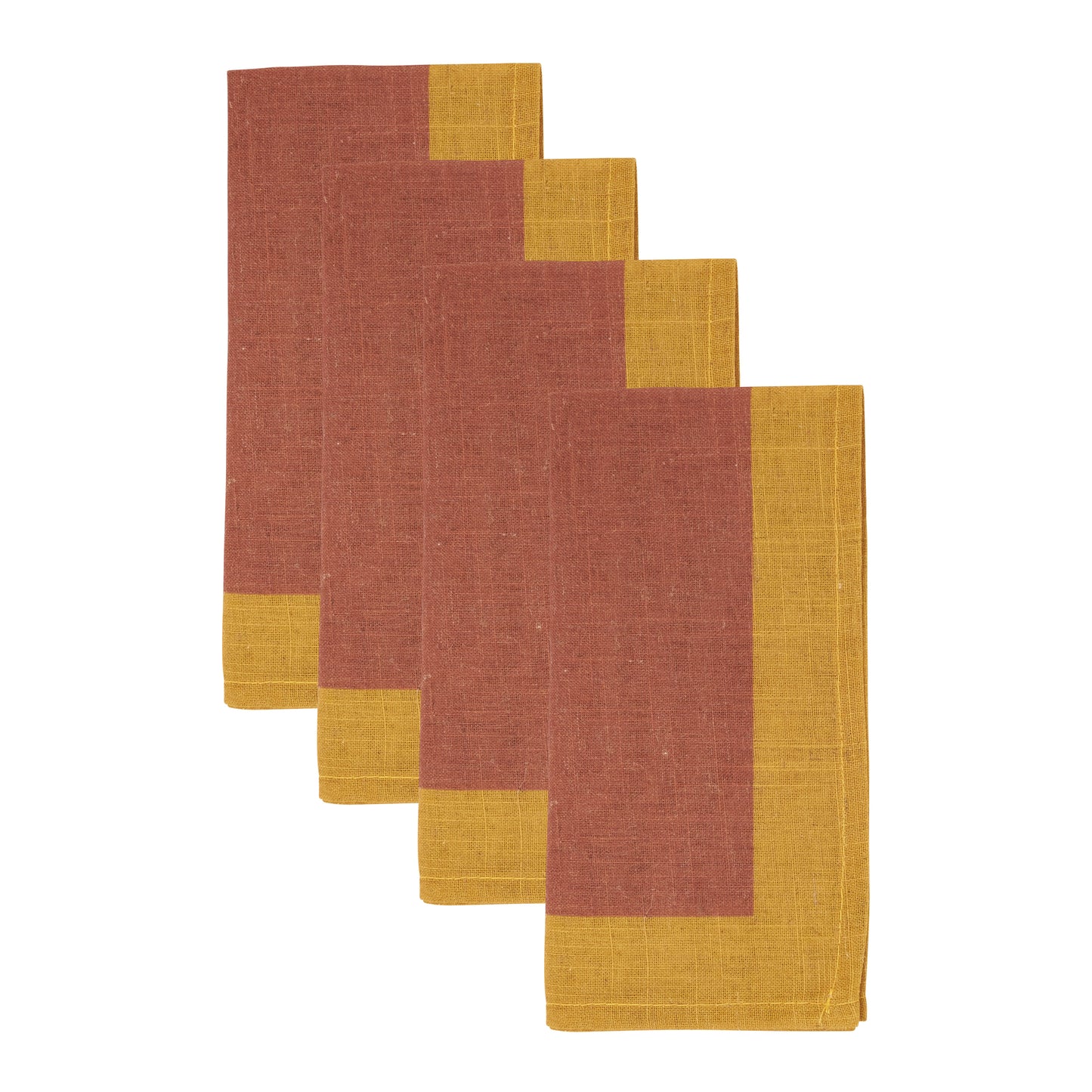 Rust Color Band Border Napkins 85% polyester - 15% linen, 20 Inch Square (4 pcs.)