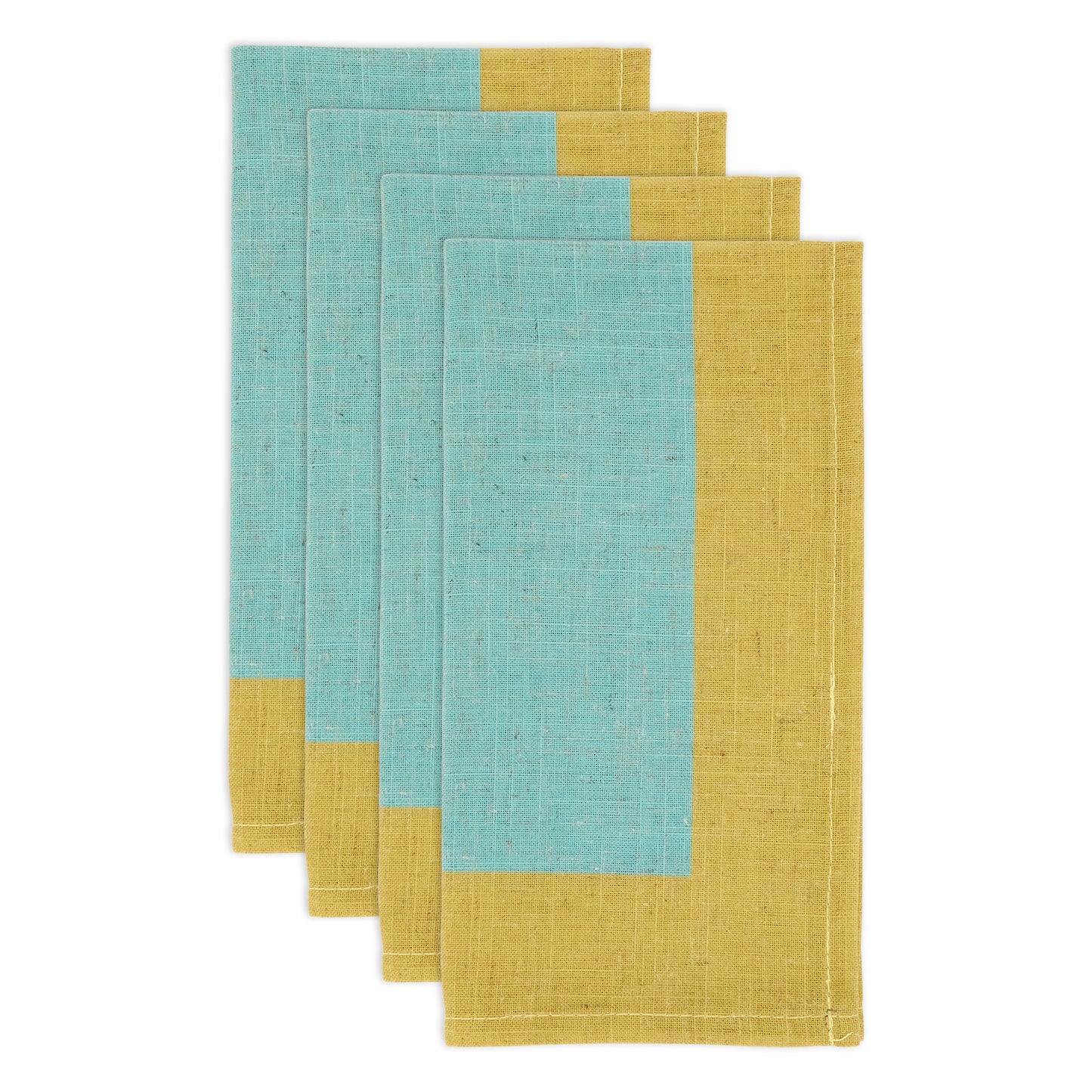 Sea Green Color Band Border Napkins 85% polyester - 15% linen, 20 Inch Square (4 pcs.)