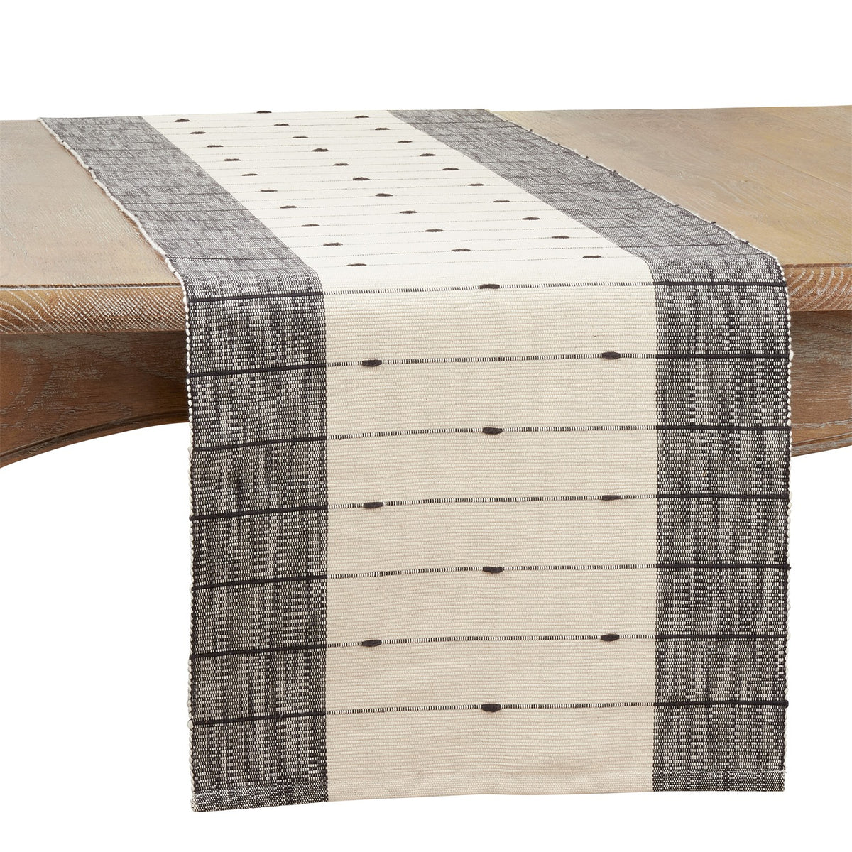 Everyday / All Season Black/White Stripe Table Runner, 100% cotton