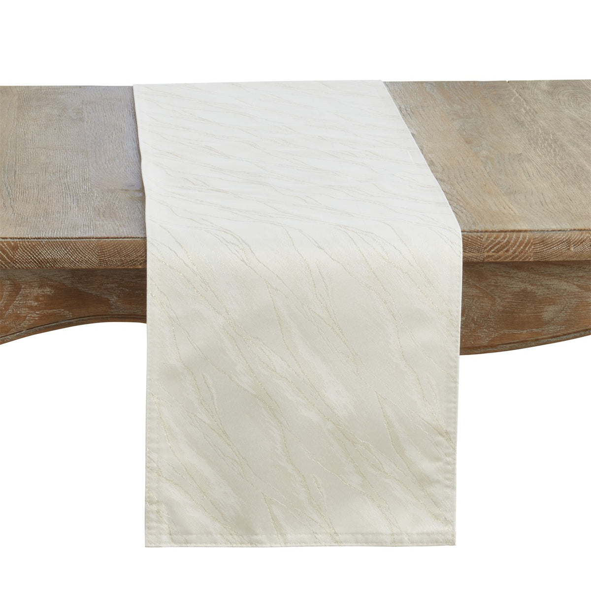 Everyday / All Season Ivory Off-White Metallic Shimmer Table Runner, 100% Polyester
