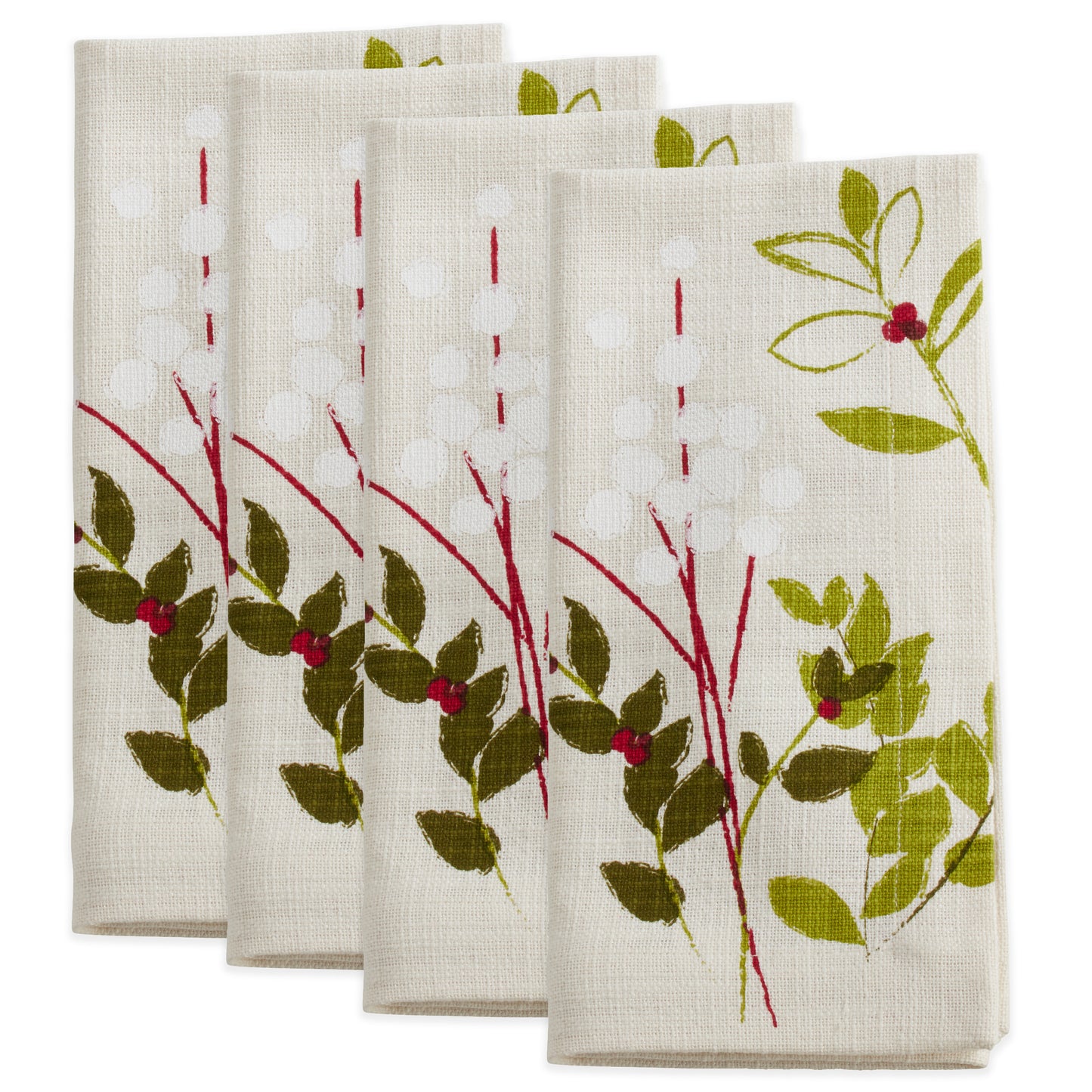 Natural Holiday Botanical Napkins 100% cotton, 20 Inch Square (4 pcs.)