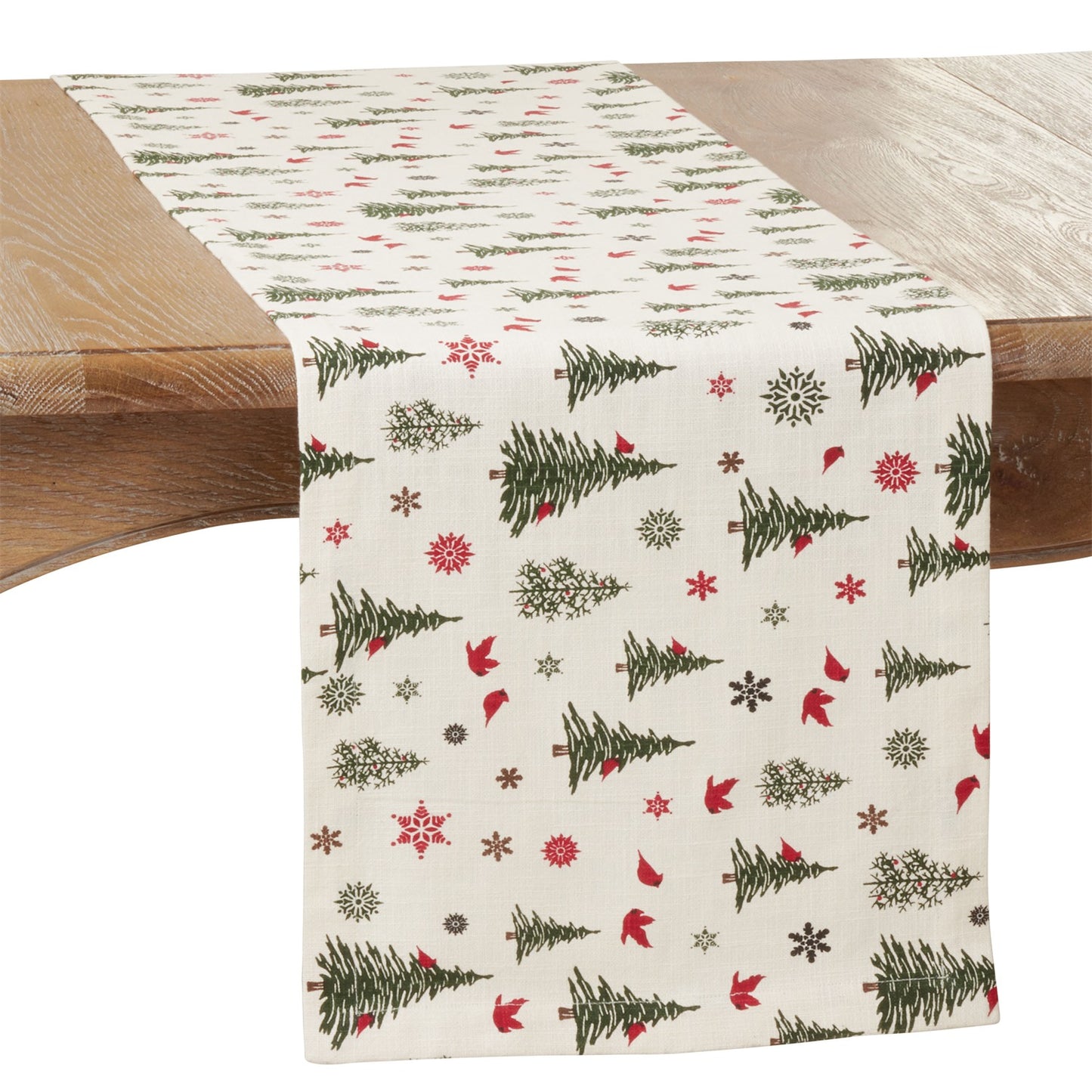 Christmas Ivory Off-White Christmas Tree Table Runner, 100% cotton