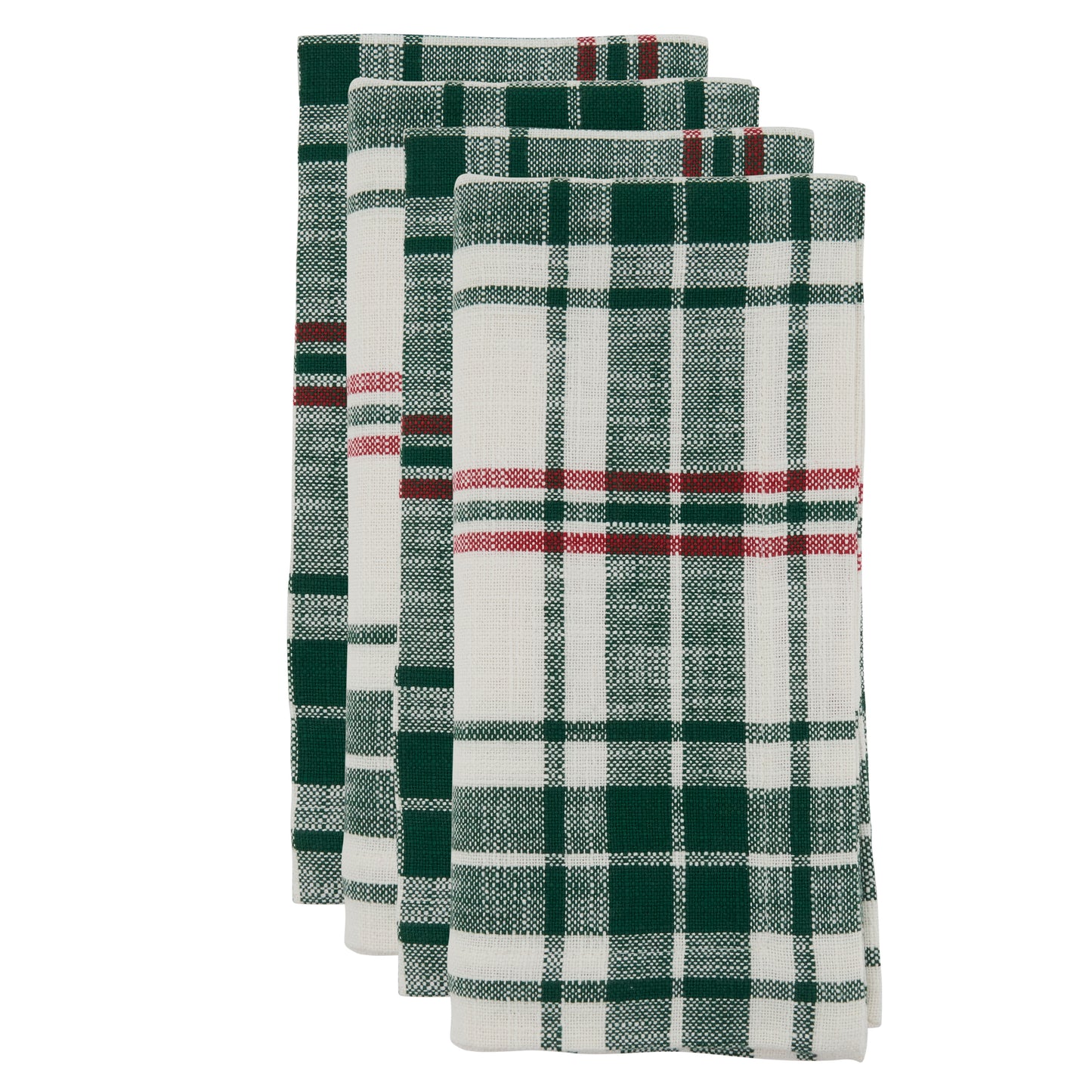 White/Green Plaid Napkins 100% cotton, 20 Inch Square (4 pcs.)