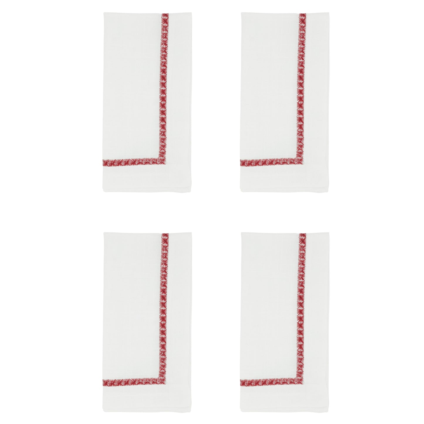 Burgundy Embroidered Border Napkins 100% polyester, 20 Inch Square (4 pcs.)