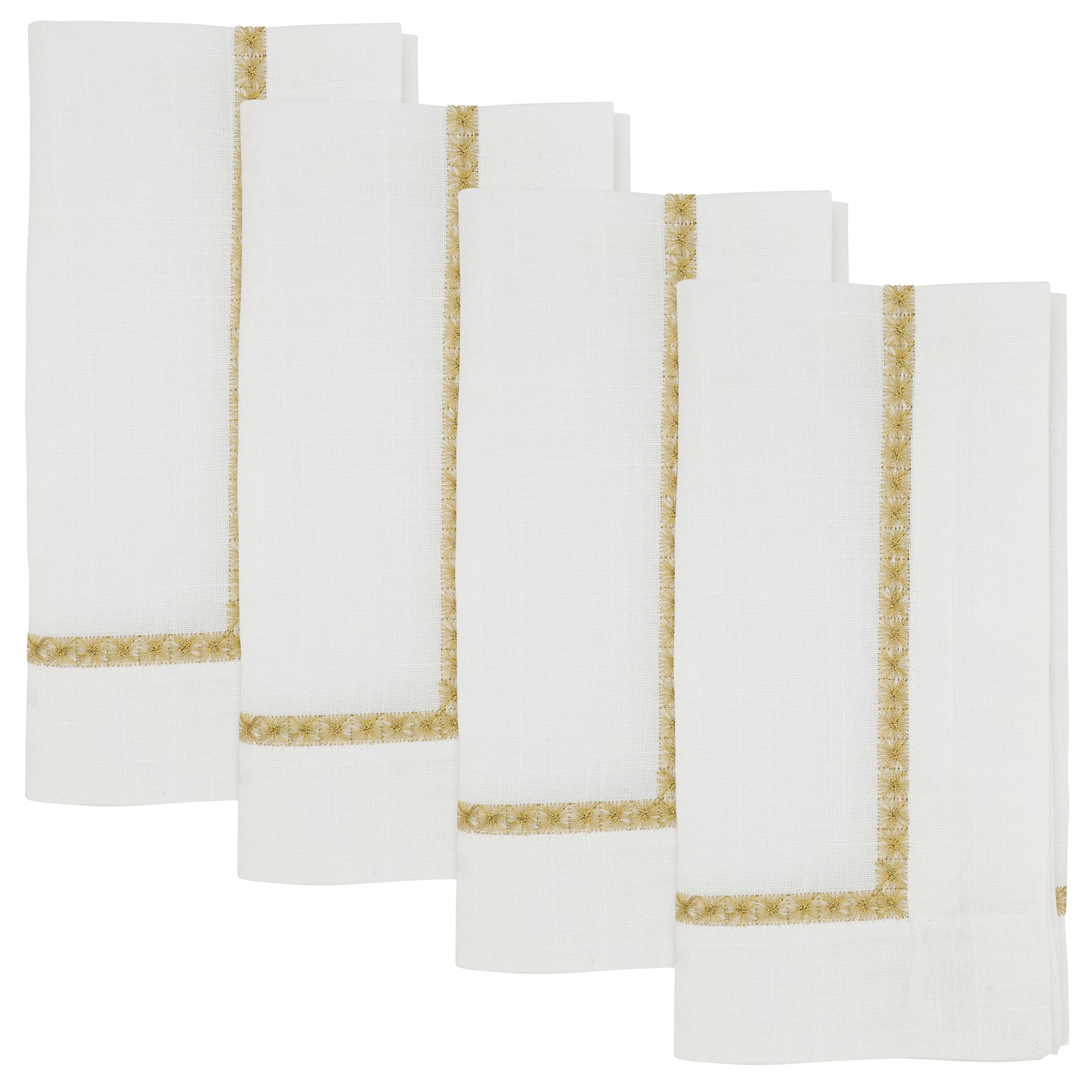 Gold Embroidered Border Napkins 100% polyester, 20 Inch Square (4 pcs.)