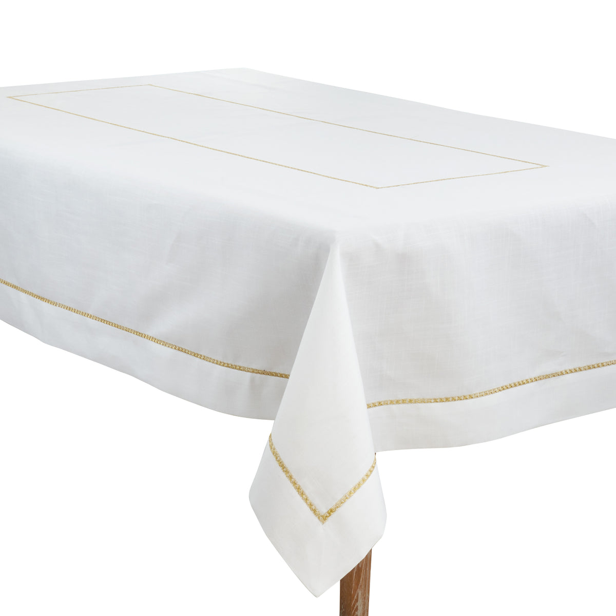 Gold Embroidered Border Tablecloth 100% Polyester