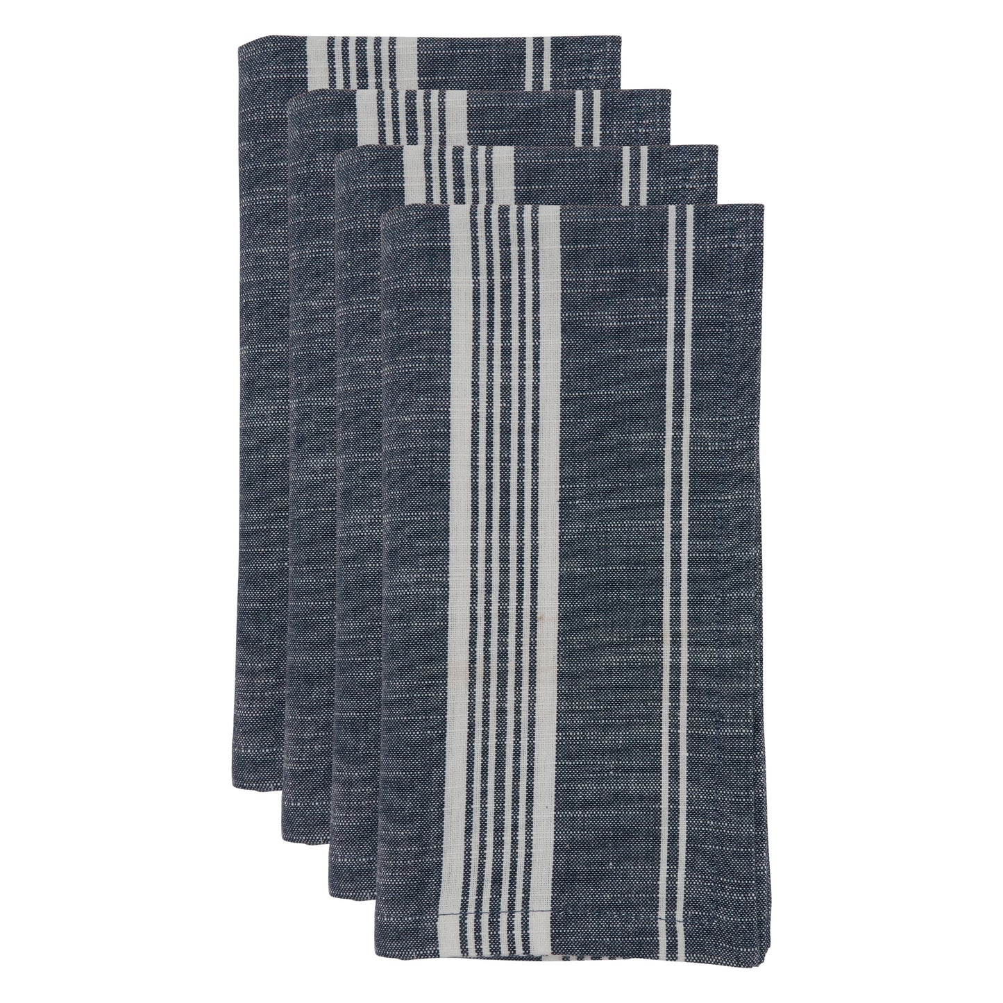 Navy Blue Striped Napkins 100% cotton, 20 Inch Square (4 pcs.)