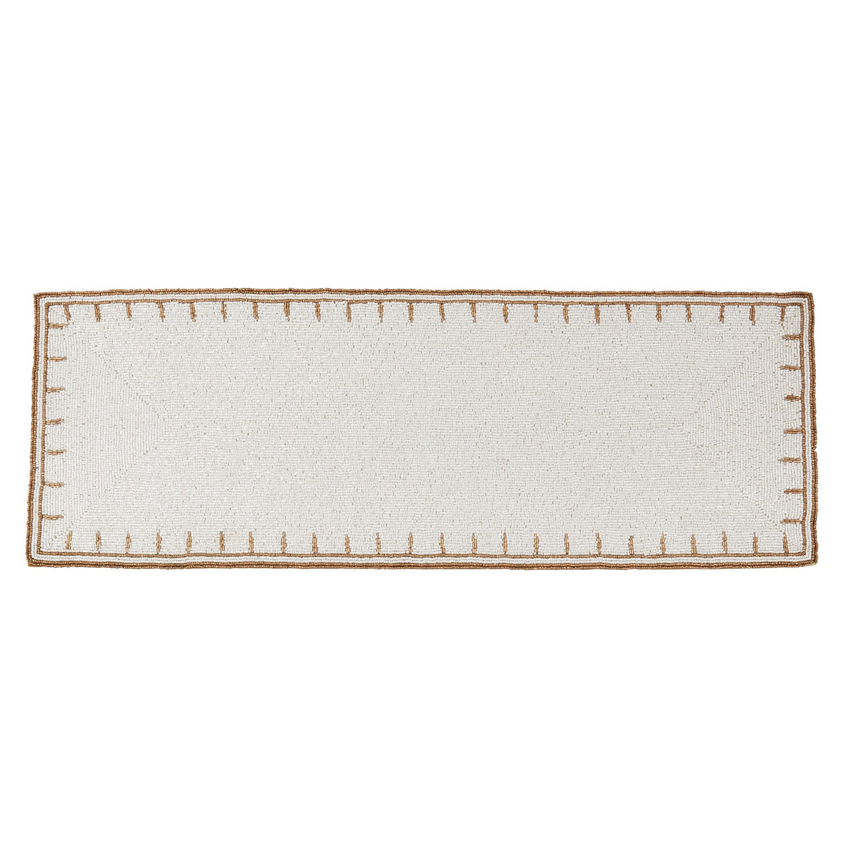 Everyday / All Season Ivory Off-White Beaded Table Runner, glass beads - acrylic beads - back: polyester