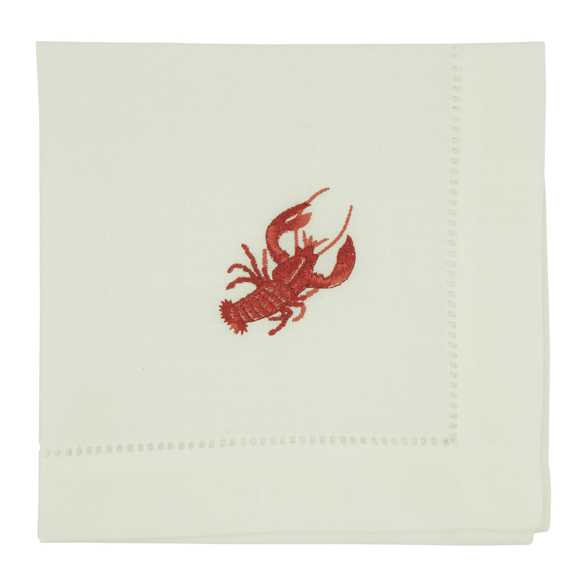 White Embroidered Lobster Napkins 100% polyester, 20 Inch Square (4 pcs.)