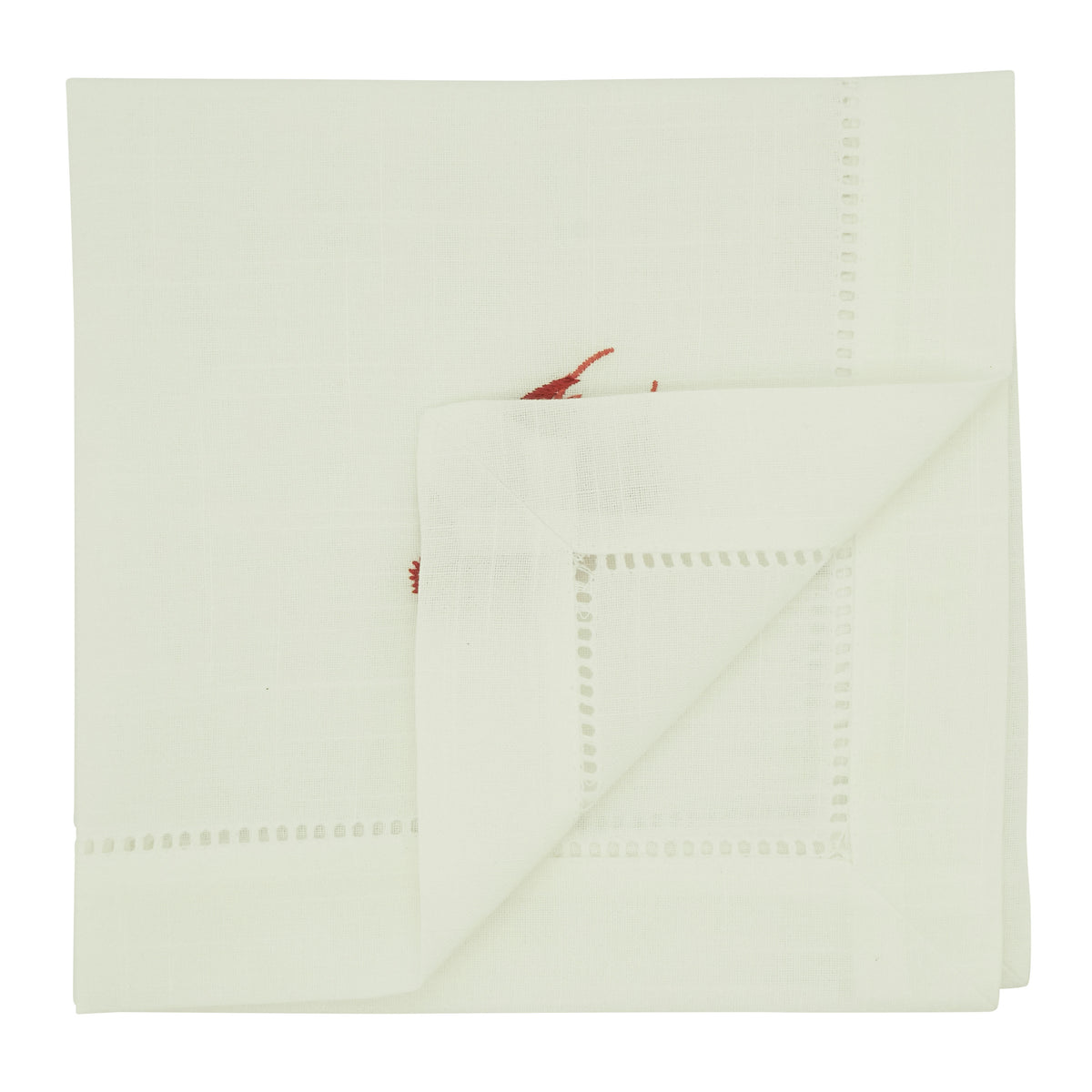 White Embroidered Lobster Napkins 100% polyester, 20 Inch Square (4 pcs.)