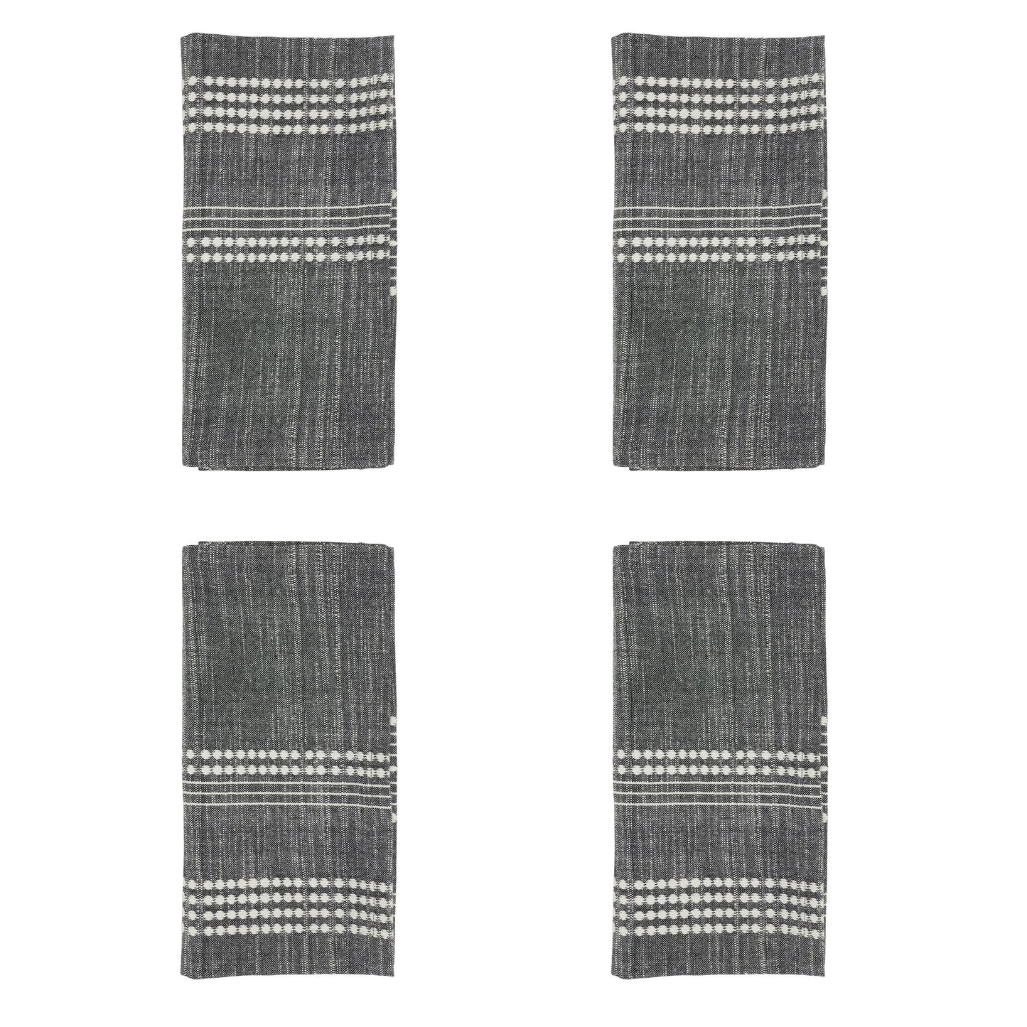 Black Striped Napkins 100% cotton, 20 Inch Square (4 pcs.)
