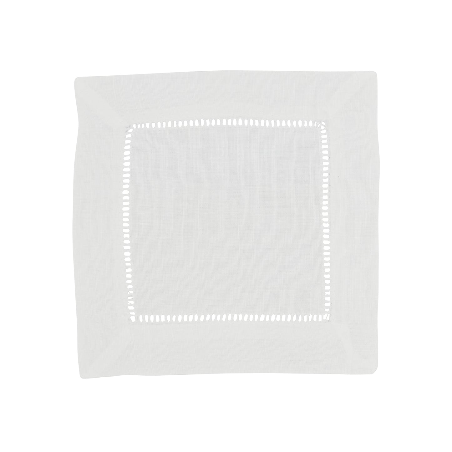 White Hemstitched Napkins s 55% linen - 45% cotton, 6 Inch Square (12 pcs.)
