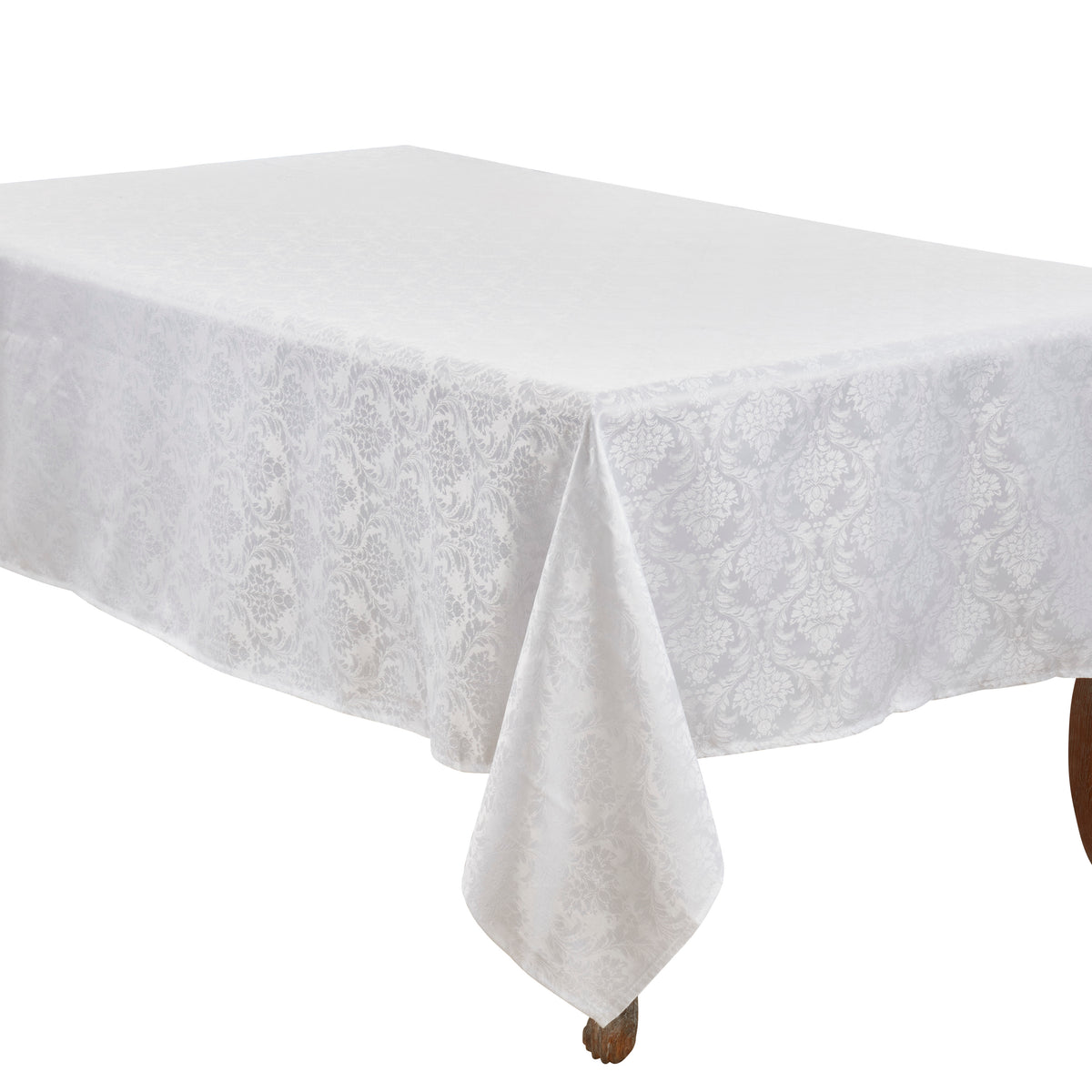 White Damask Tablecloth 100% polyester