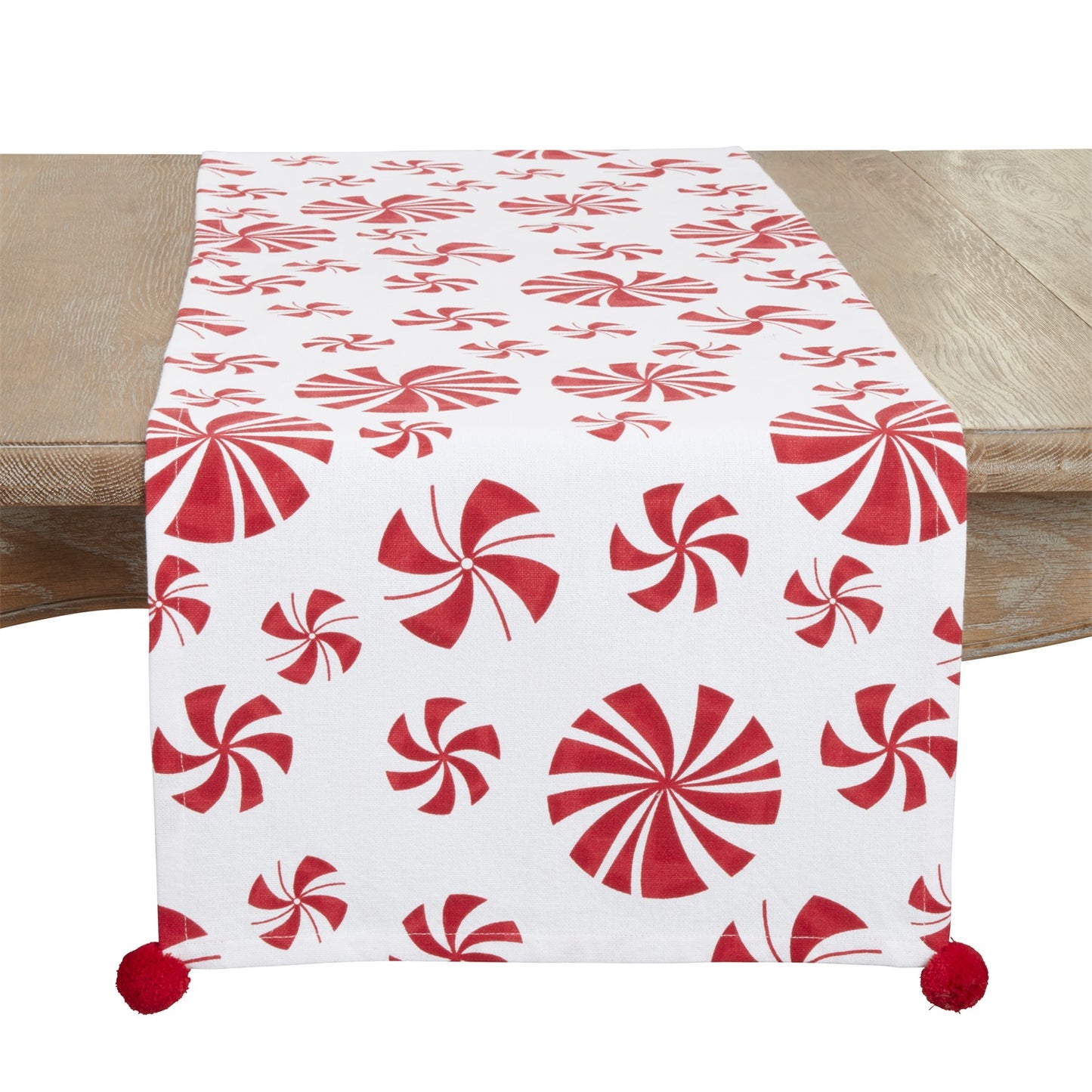 Christmas Red/White Peppermints Table Runner, 100% cotton