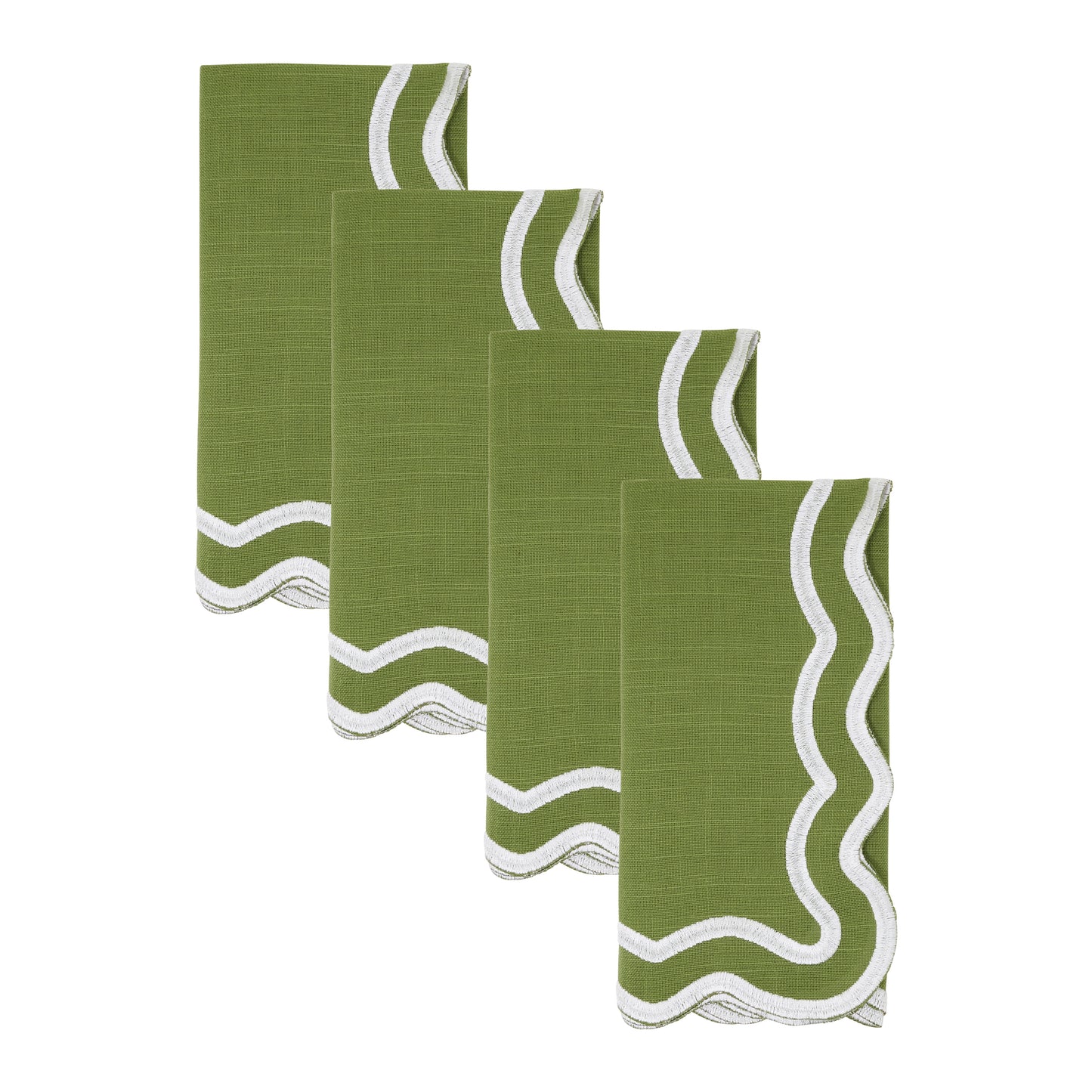 Kiwi Scalloped Border Napkins 100% polyester, 20 Inch Square (4 pcs.)
