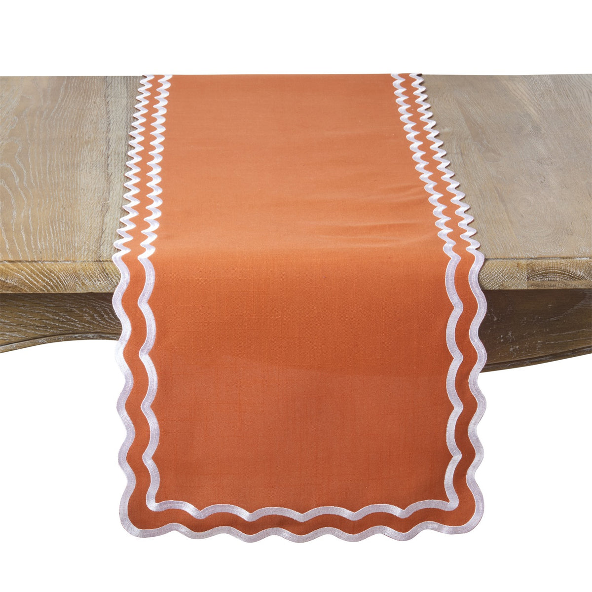 Everyday / All Season Pumpkin Scalloped Border Table Runner, 100% polyester