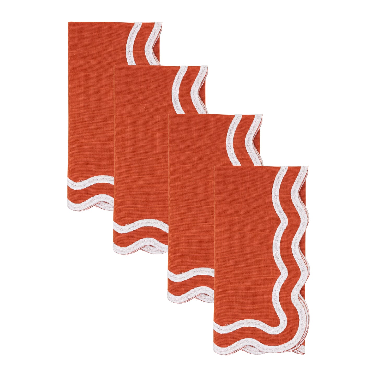 Pumpkin Scalloped Border Napkins 100% polyester, 20 Inch Square (4 pcs.)