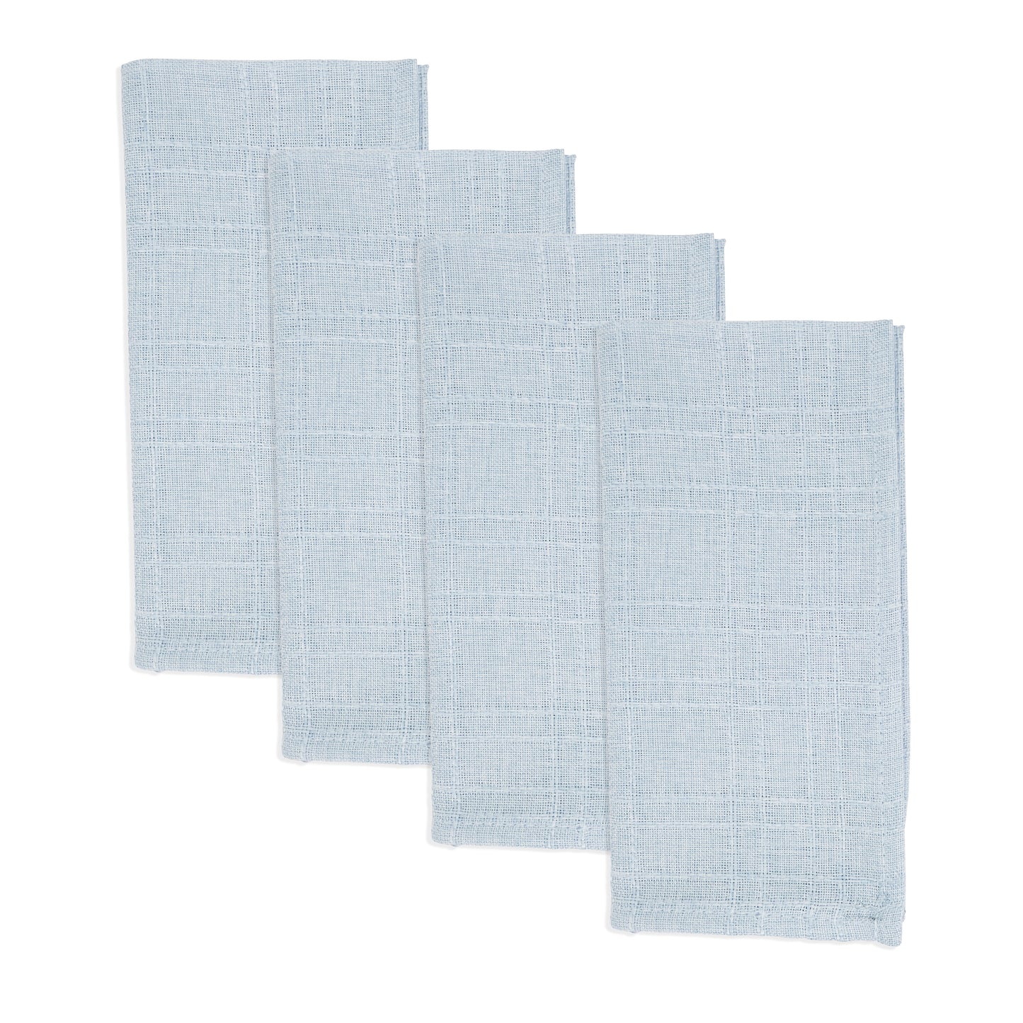 Aqua Stitched Plaid Napkins 100% polyester, 20 Inch Square (4 pcs.)