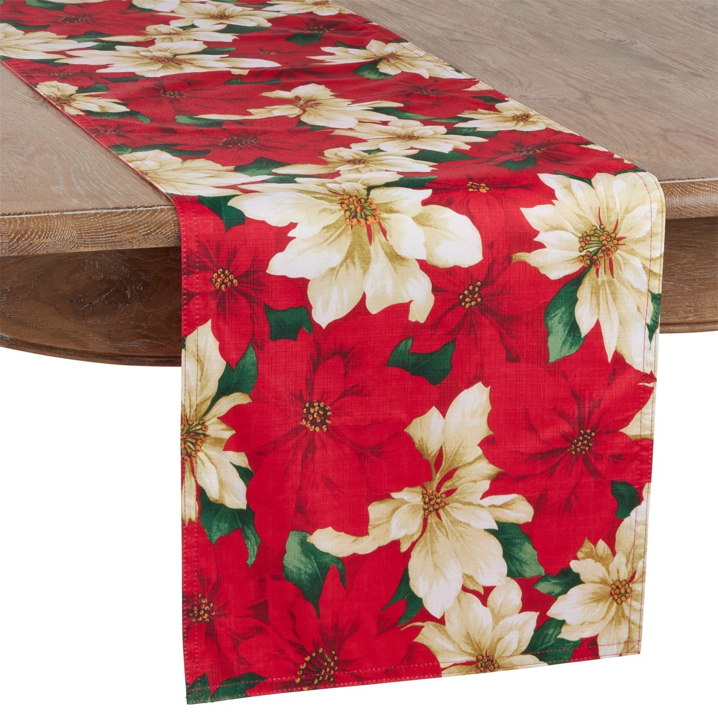 Christmas Multi Poinsettia Table Runner, 100% Polyester