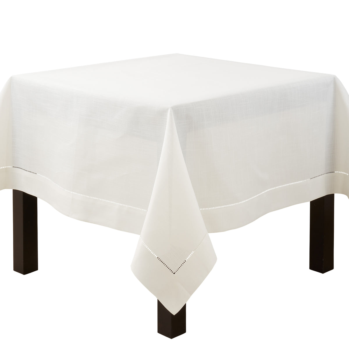 Ivory White Tablecloth with Hemstitched Border 100% Polyester