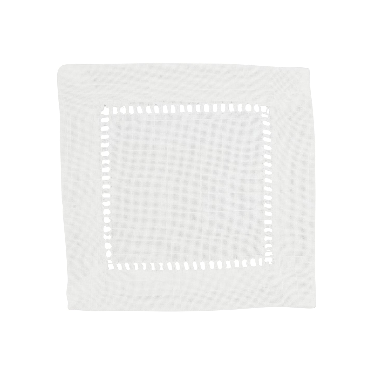White Cocktail Napkins /w Hemstitch Border 100% Polyester, 6 Inch Square (12 pcs.)