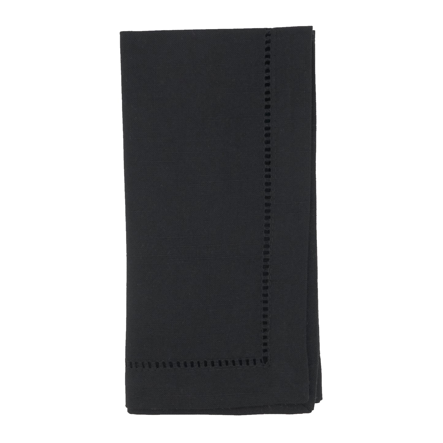 Black Hemstitched Border Dinner Napkins 100% Polyester, 22 Inch Square (12 pcs.)