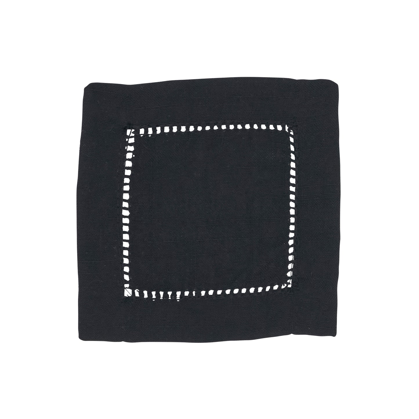 Black Hemstitched Border Cocktail Napkins 100% Polyester, 6 Inch Square (12 pcs.)