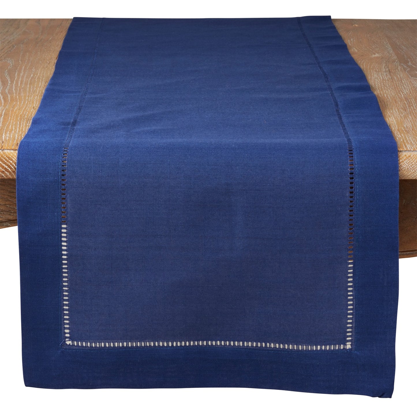 Everyday / All Season Navy Blue Table Runner with Hemstitched Border, 100% Polyester