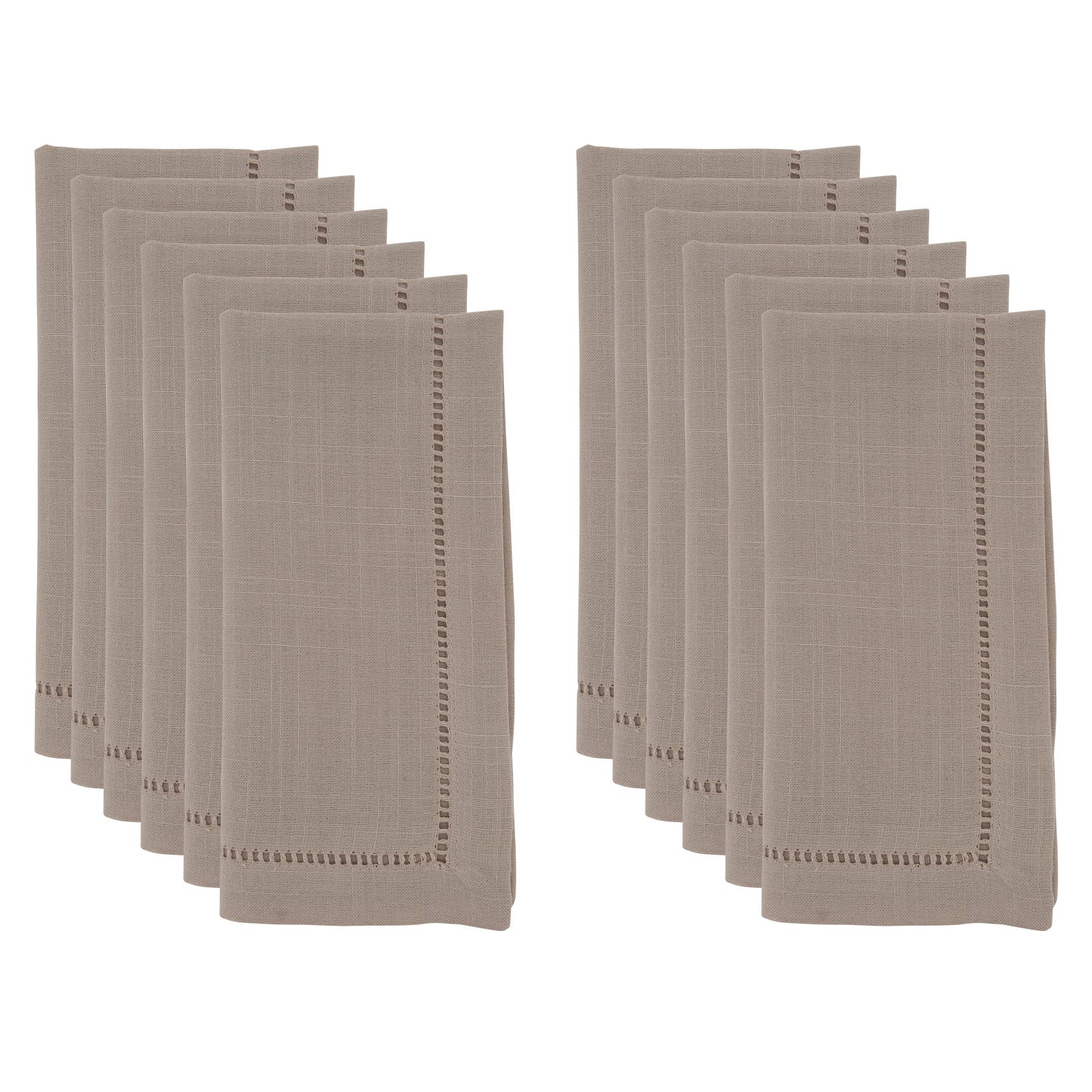 Taupe Hemstitched Border Dinner Napkins 100% Polyester, 18 Inch Square (12 pcs.)