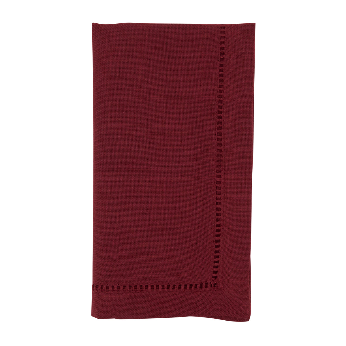Burgundy Hemstitched Border Dinner Napkins 100% Polyester, 22 Inch Square (12 pcs.)