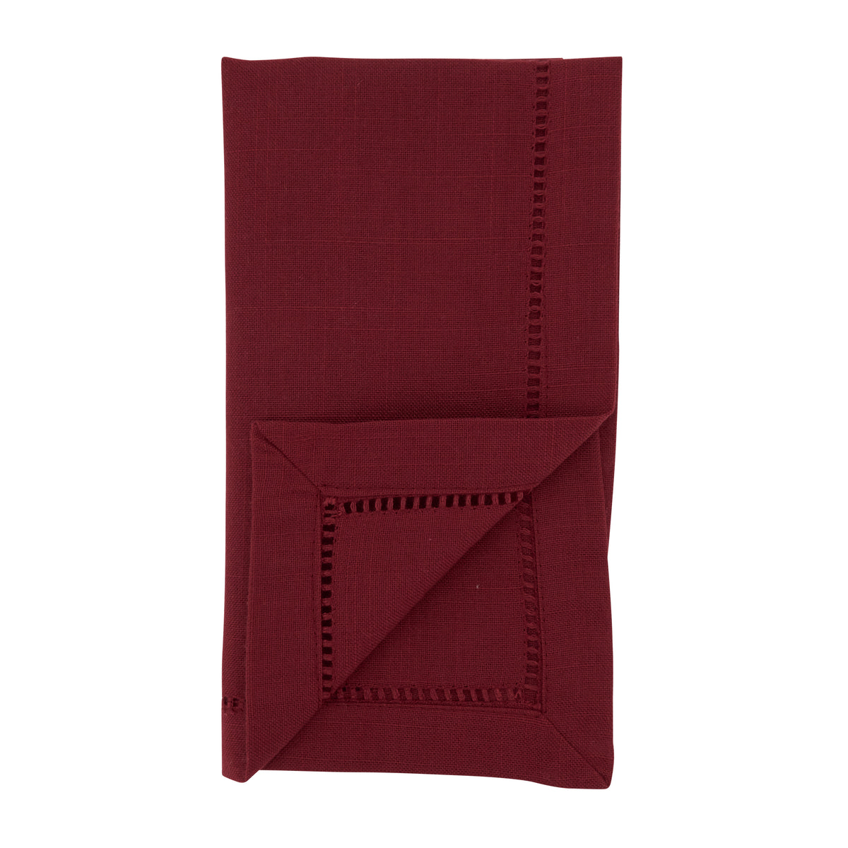 Burgundy Hemstitched Border Dinner Napkins 100% Polyester, 22 Inch Square (12 pcs.)