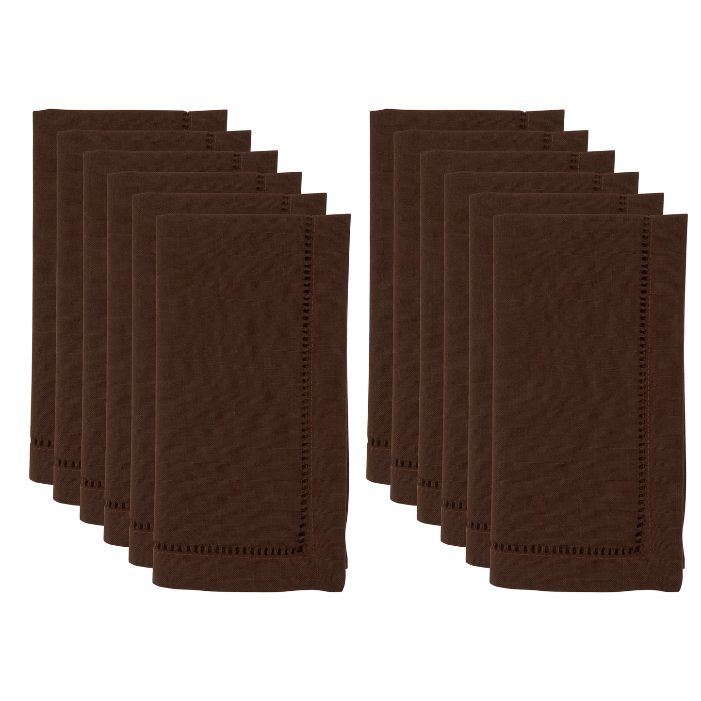 Chocolate Hemstitched Border Dinner Napkins 100% Polyester, 22 Inch Square (12 pcs.)