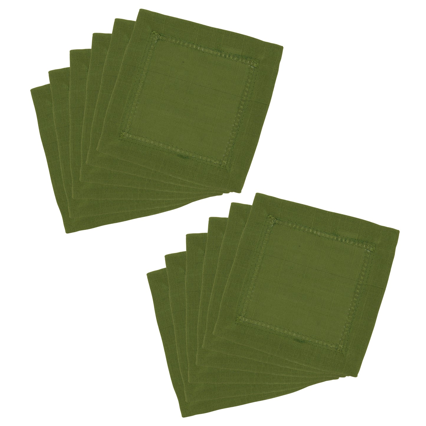 Kiwi Hemstitched Border Cocktail Napkins 100% Polyester, 6 Inch Square (12 pcs.)