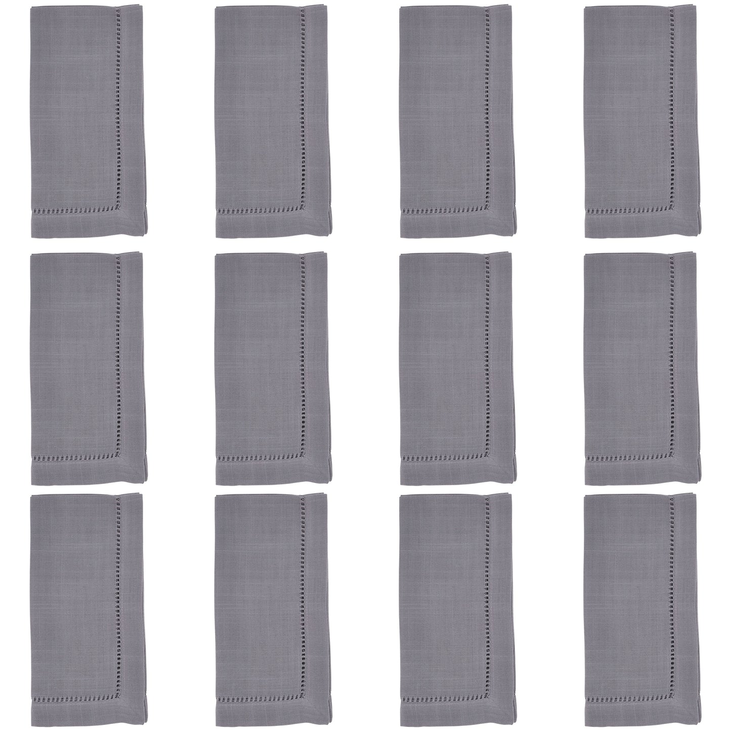 Slate Hemstitched Border Dinner Napkins 100% Polyester, 18 Inch Square (12 pcs.)