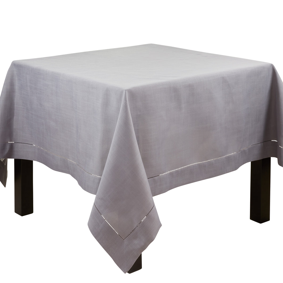 Slate Gray Tablecloth with Hemstitched Border 100% polyester