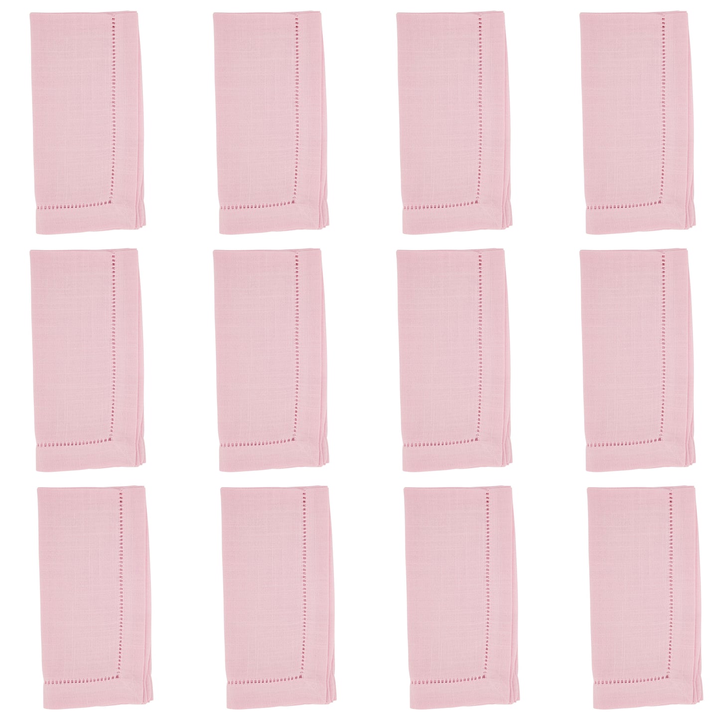 Pink Dinner Napkins with Hemstitch Border 100% Polyester, 20 Inch Square (12 pcs.)