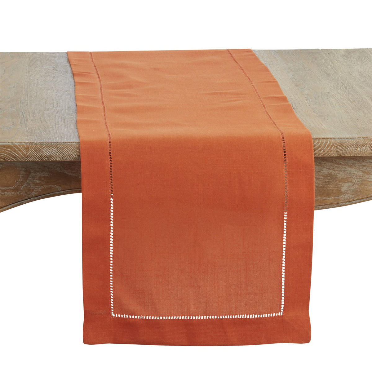 Everyday / All Season Pumpkin Table Runner with Hemstitched Border, 100% polyester