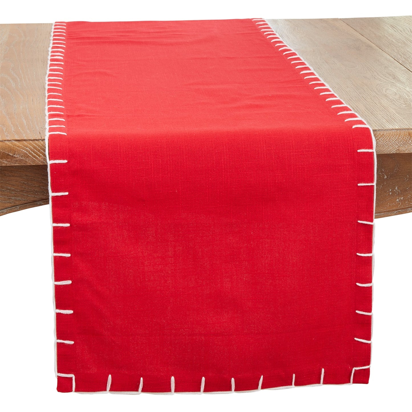 Everyday / All Season Red Chunky Whip Stitch Table Runner, 100% cotton