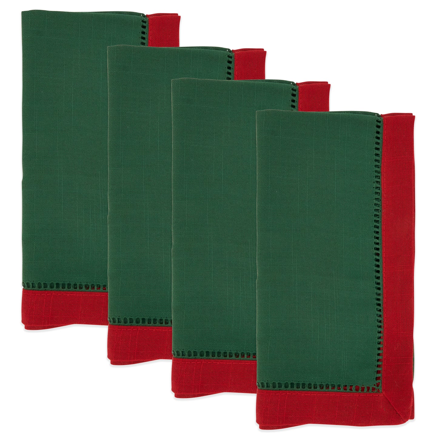 Jasper Green Two-Tone Hemstitch Napkins 100% Polyester, 20 Inch Square (12 pcs.)
