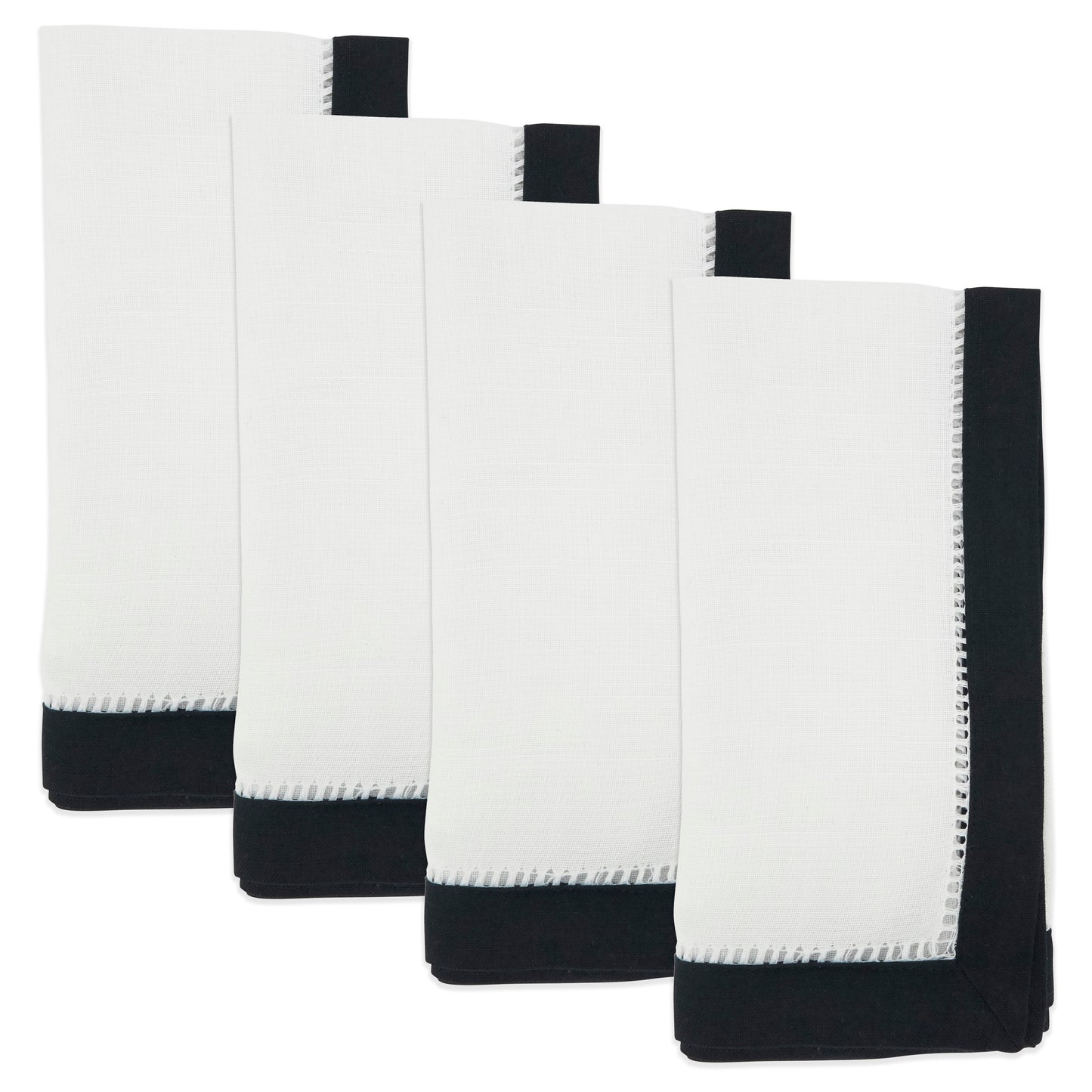 Black Two-Tone Hemstitch Napkins 100% Polyester, 20 Inch Square (12 pcs.)