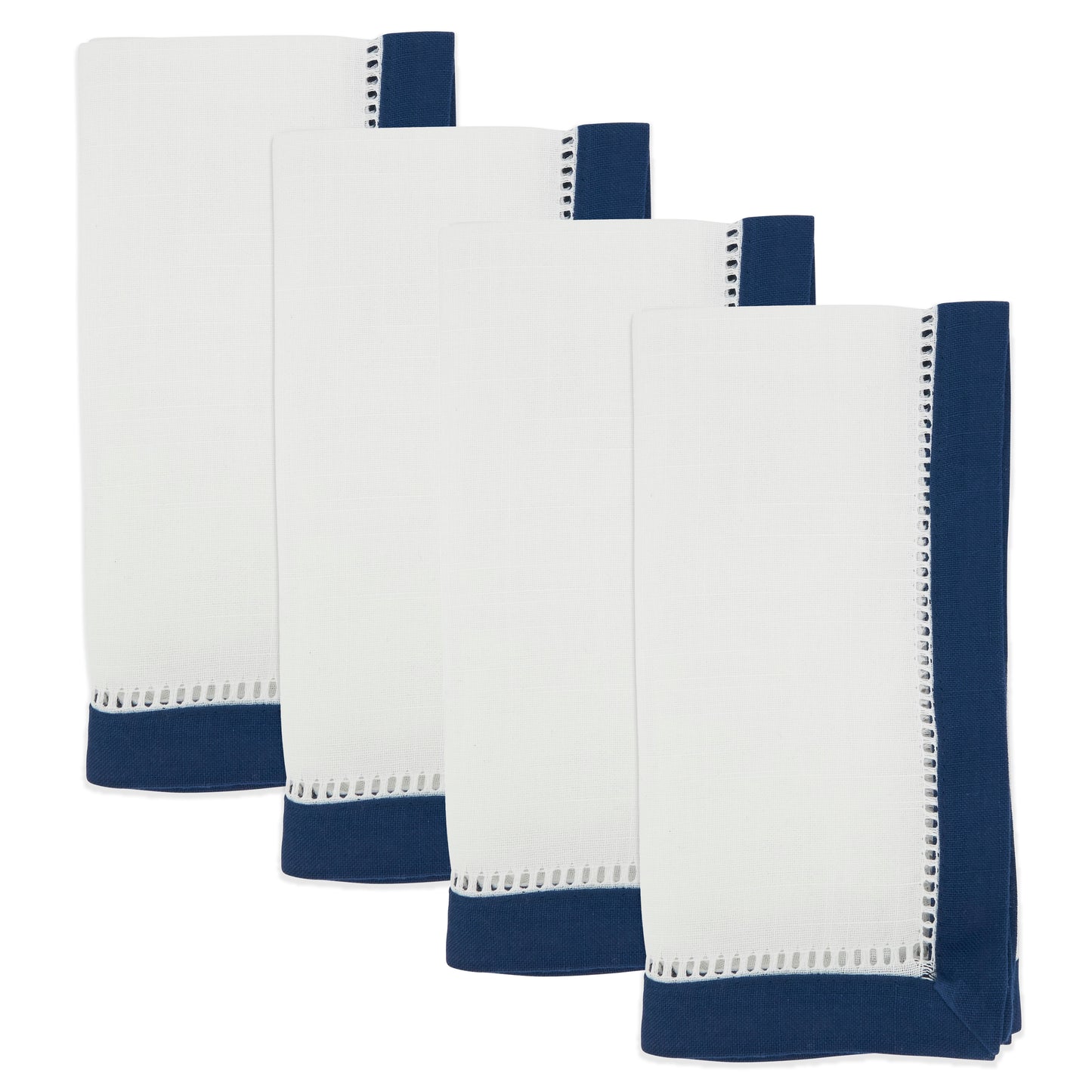 Navy Blue Two-Tone Hemstitch Napkins 100% Polyester, 20 Inch Square (12 pcs.)