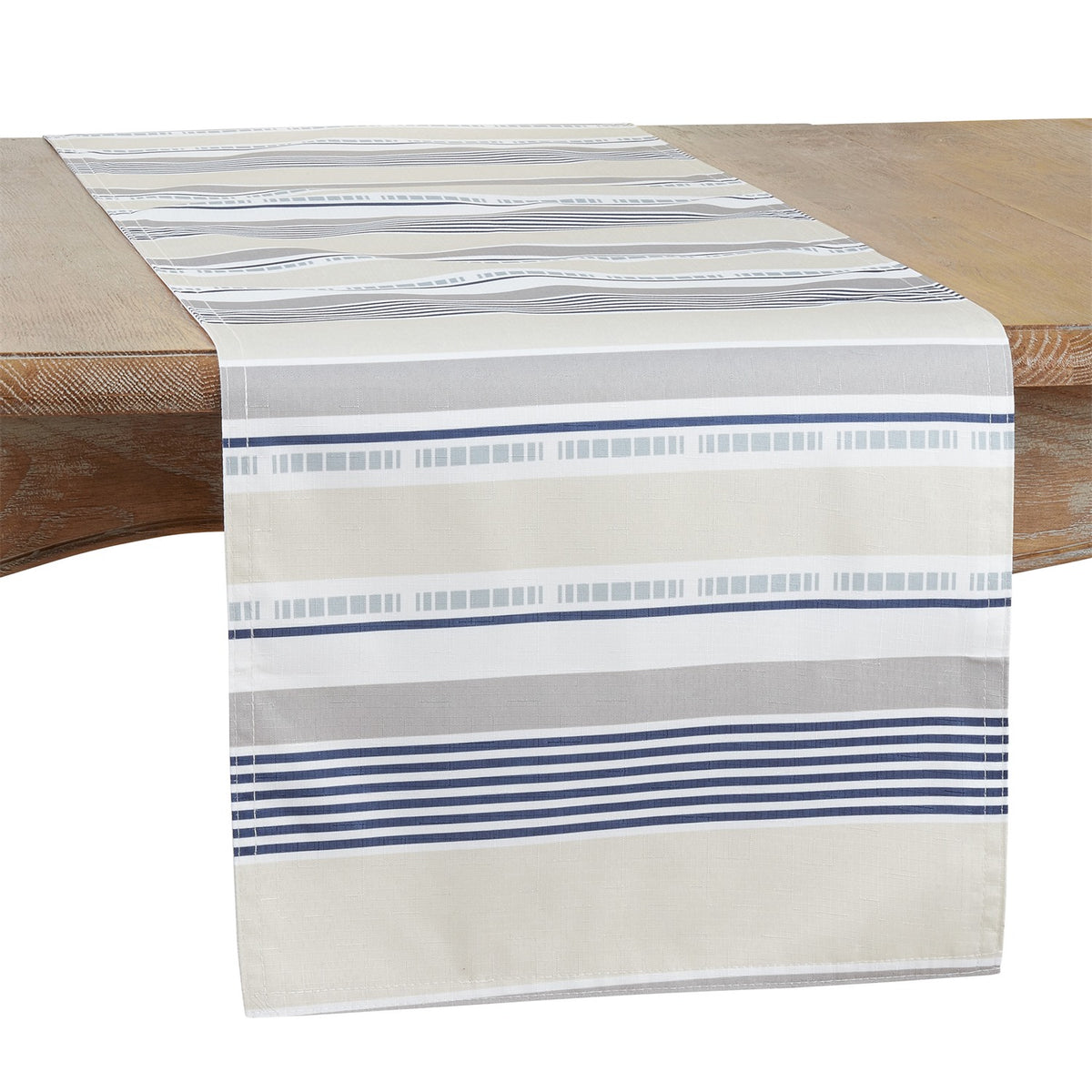 Everyday / All Season Khaki Beige Striped Table Runner, 100% Polyester