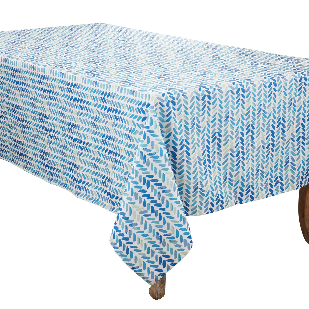 Blue Watercolor Chevron Tablecloth 100% polyester